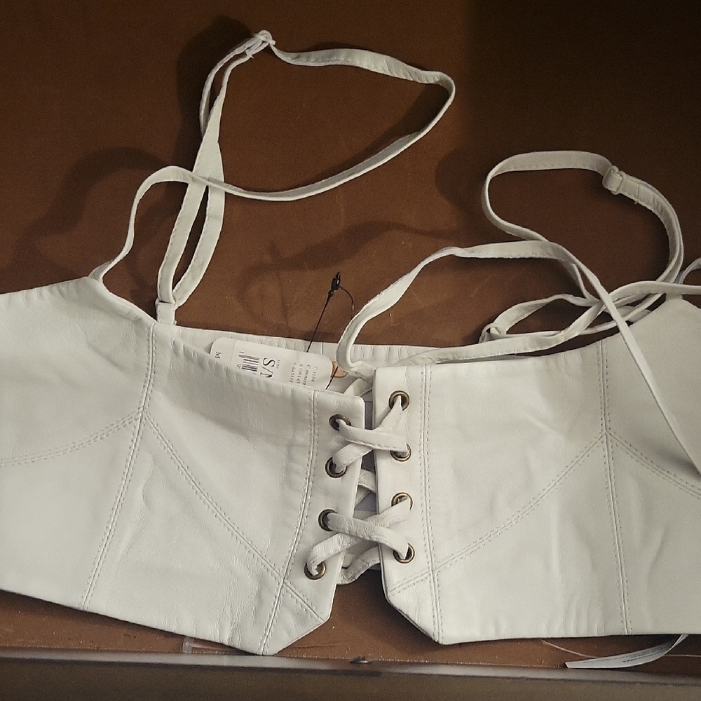 White Lace-Up Bustier Top